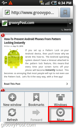 accéder au menu plus sur le navigateur Android