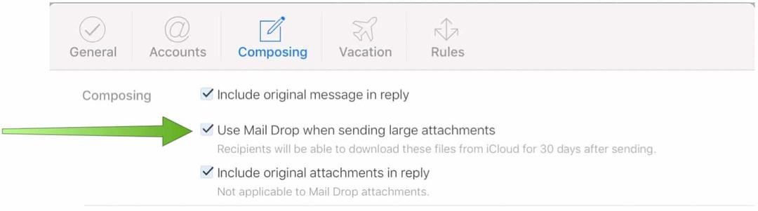 Activer Mail Drop