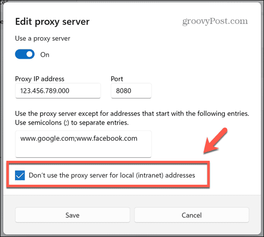 Windows n'utilise pas de proxy pour les sites locaux