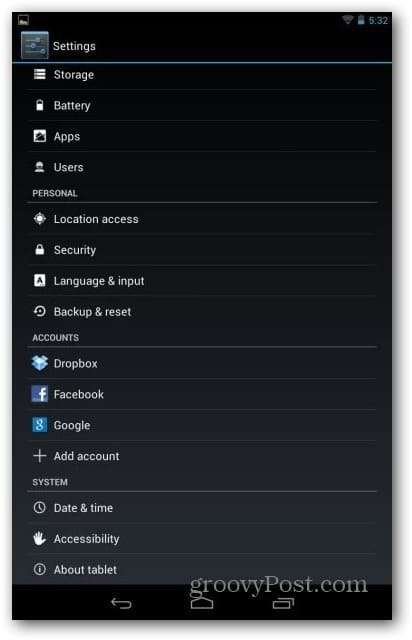 Comptes d'utilisateurs Nexus 7 - Paramètres utilisateur