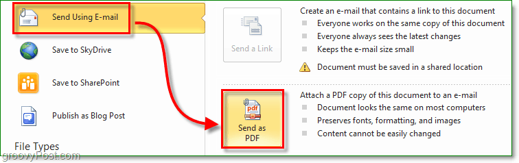 créer un document pdf sécurisé et l'envoyer par e-mail à l'aide d'Office 2010