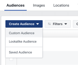 Possibilité de créer une audience personnalisée, une audience similaire ou une audience enregistrée dans Facebook.