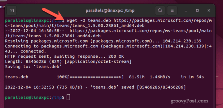 Téléchargez Microsoft Teams dans le terminal Ubuntu