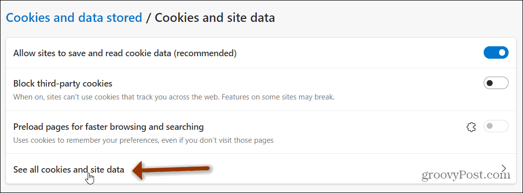 voir tous les cookies et données de bord du site