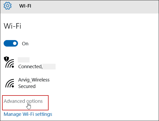 Paramètres avancés WiFi