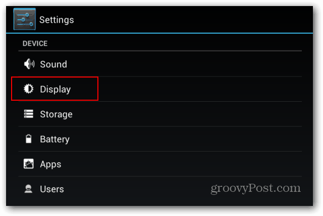 Affichage des paramètres de l'écran de verrouillage du Goggle Nexus 7