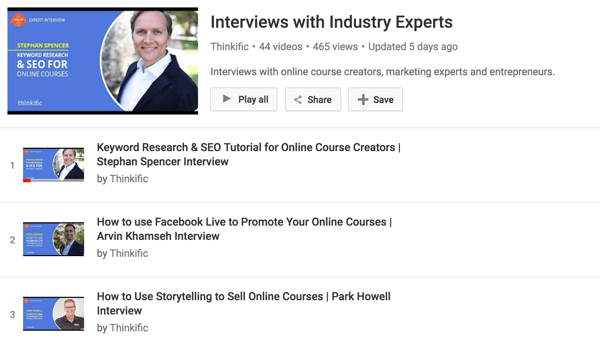 La chaîne YouTube de Thinkific propose une série d'entretiens avec des créateurs de cours en ligne.