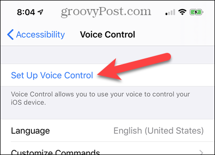 Appuyez sur Configurer la commande vocale