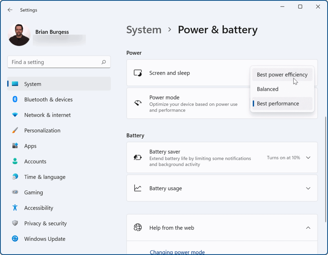 Le mode d'alimentation de Windows 11 améliore la durée de vie de la batterie sur Windows 11