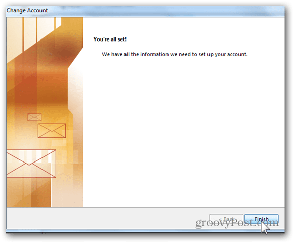 Ajouter une boîte aux lettres Outlook 2013 - Cliquez sur Terminer