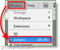 Capture d'écran de Photoshop Color Picker - ouvrir la fenêtre des actions