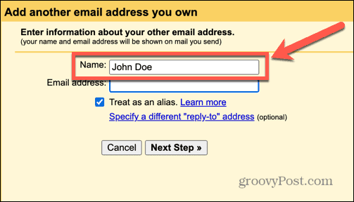 nom d'alias gmail