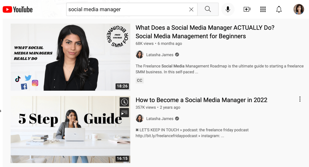 image des résultats de recherche YouTube pour " gestionnaire de médias sociaux"