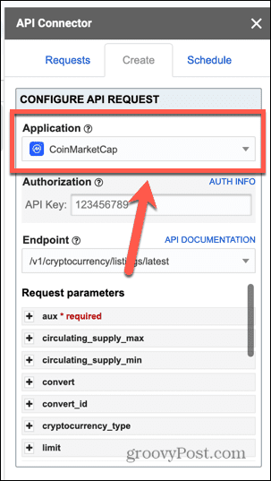 Application du connecteur API