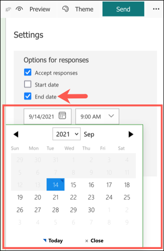 Configurer une date de fin dans Microsoft Forms