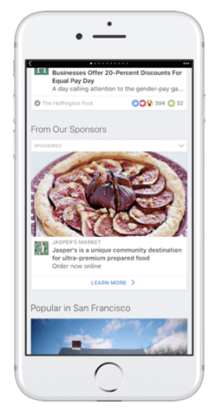 Facebook élargit les opportunités publicitaires sur les articles instantanés.