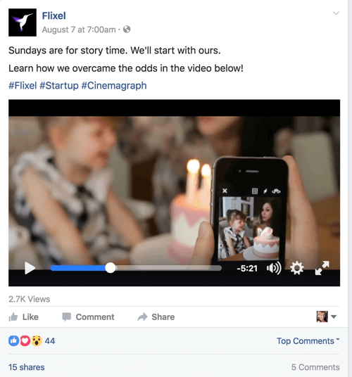 publicité vidéo facebook flixel