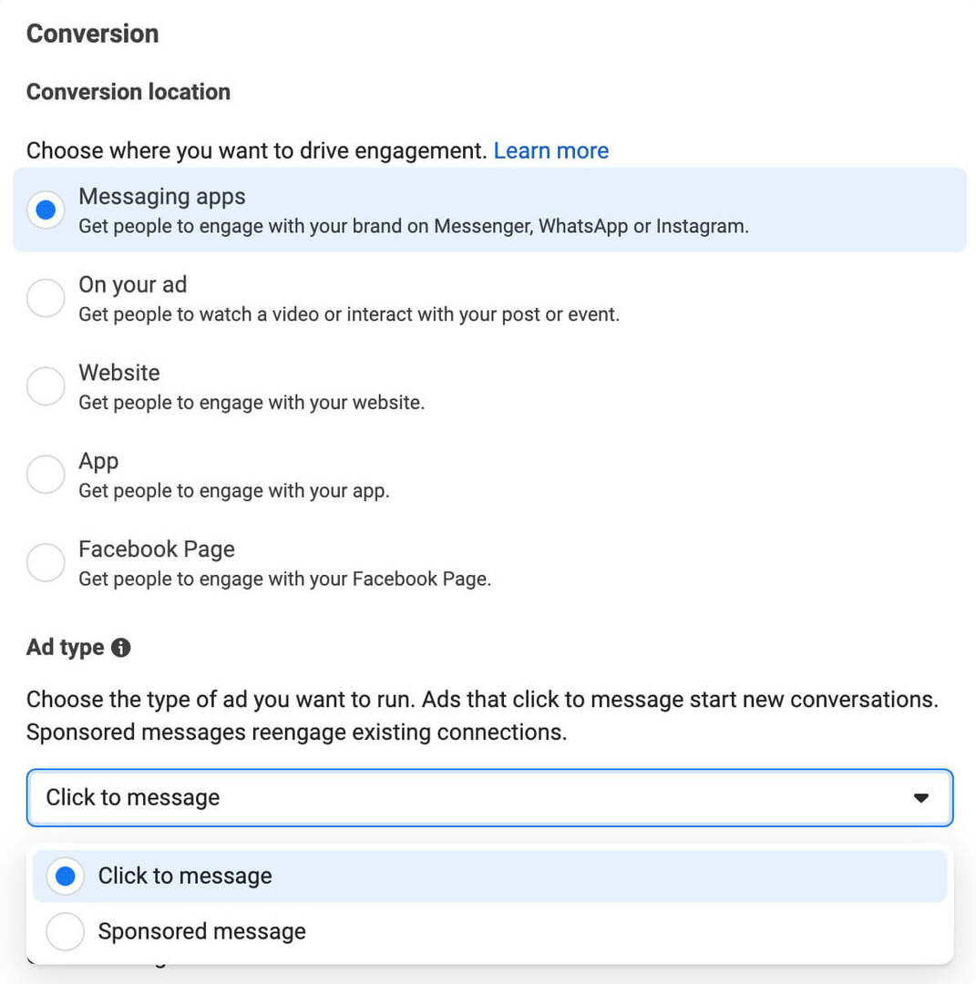 configurer-les-annonces-cliquer-pour-messenger-dans-facebook-reels-configure-ad-set-engagement-objective-3