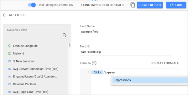 Tapez un nom de champ et créez votre formule dans la zone Formule.