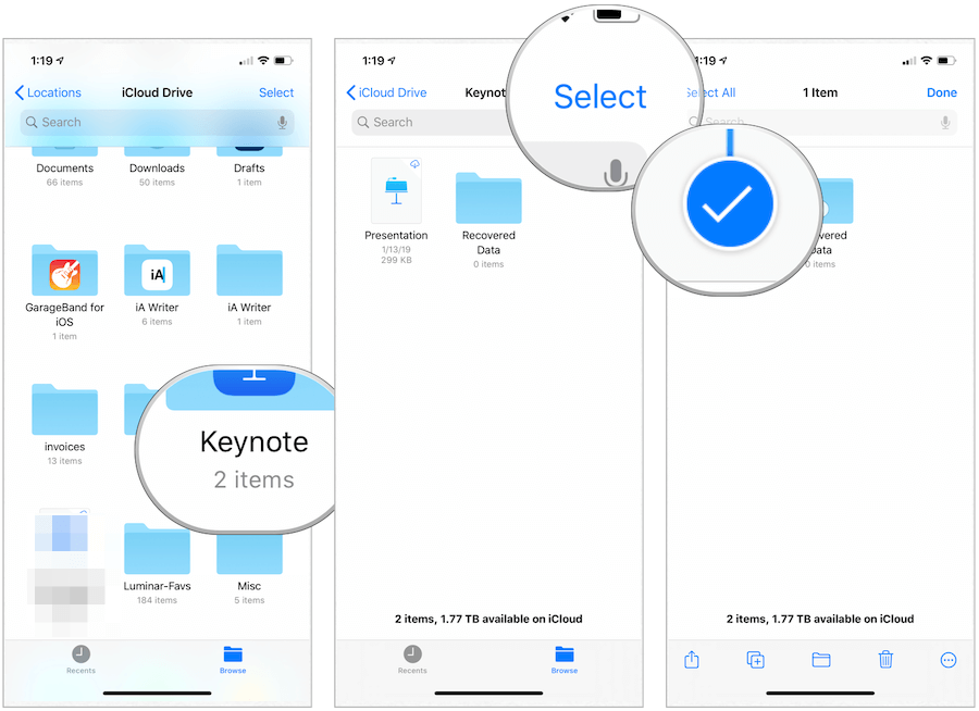 Emplacement de déplacement de l'application Fichiers