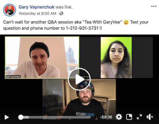 Facebook en direct de Gary Vaynerchuk