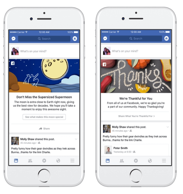Facebook a introduit un nouveau programme de marketing pour inviter les gens à partager et à parler d'événements et de moments qui se déroulent dans leurs communautés et dans le monde.