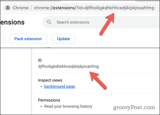 ID d'extension Chrome