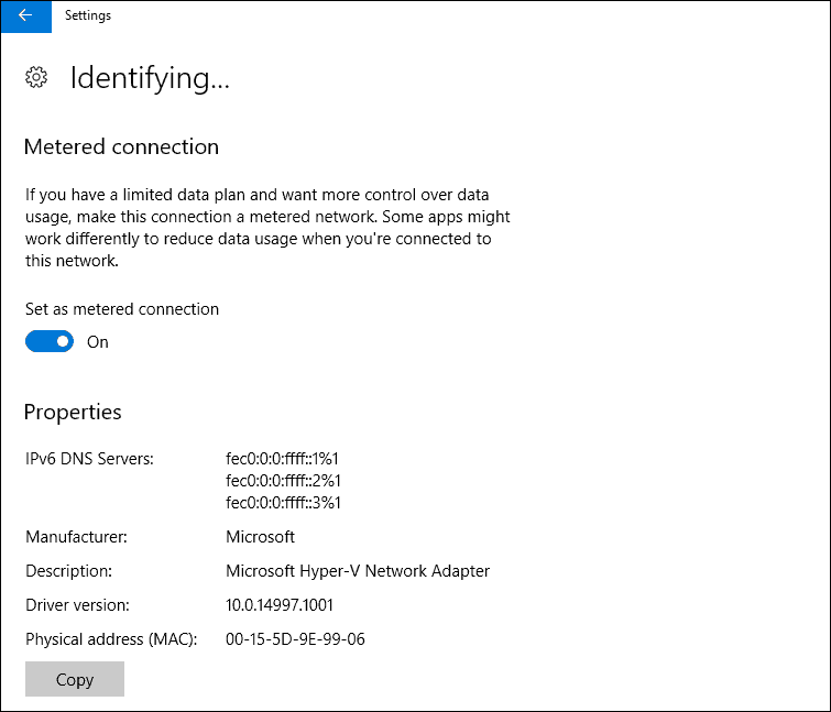Windows 10, Ethernet, connexion mesurée, mise à jour des créateurs, système d'exploitation