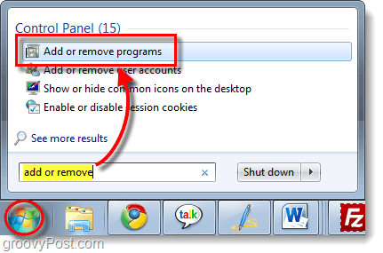 ajouter ou supprimer des programmes dans Windows 7