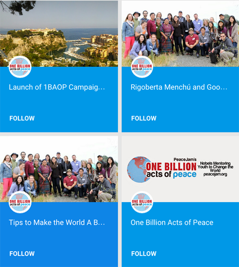 1 milliard d'actes de paix google + collections