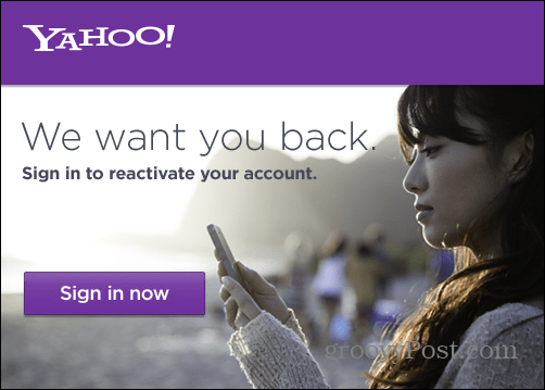 Réactivez votre compte de messagerie Yahoo si vous souhaitez le conserver