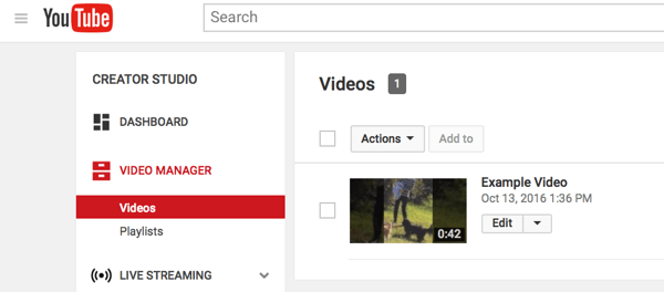 Vous pouvez trouver le gestionnaire de vidéos dans Creator Studio de YouTube.