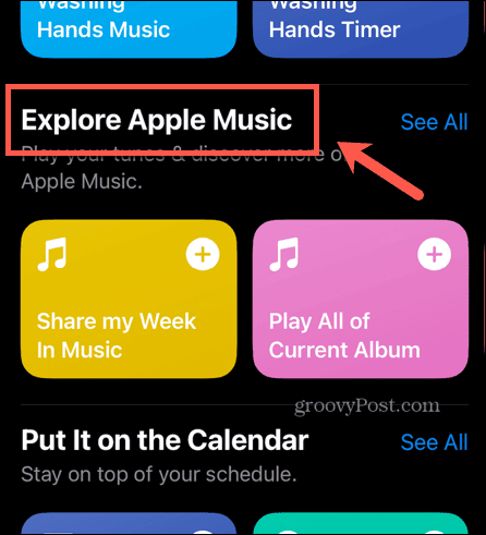 galerie de raccourcis explorer apple music