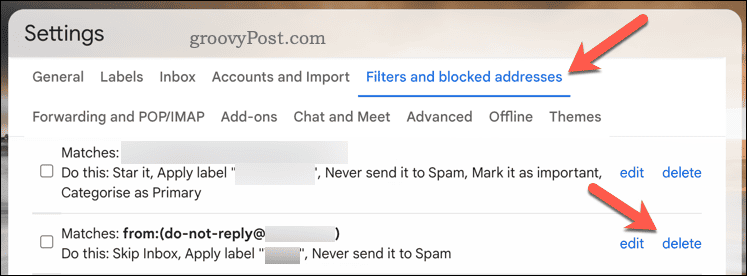 Supprimer le bouton de filtre dans Gmail