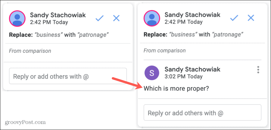 Commentaire Répondre dans Google Docs