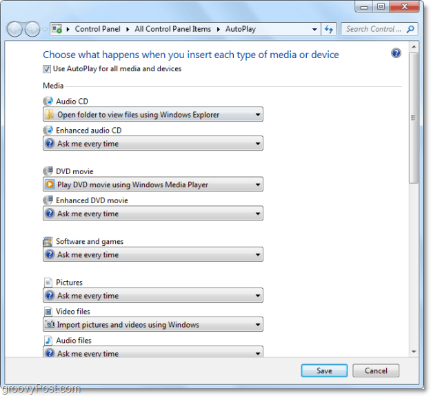 Gagnez du temps en personnalisant les actions de lecture automatique de Windows 7