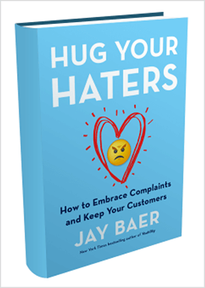 Ceci est une capture d'écran de la couverture du livre Hug Your Haters de Jay Baer.