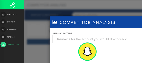 Ajoutez le nom d'utilisateur Snapchat du concurrent que vous souhaitez suivre dans Snaplytics.