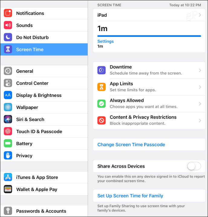 Paramètres de temps d'écran iOS 12