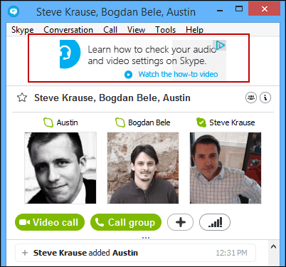 Bannière publicitaire Skype