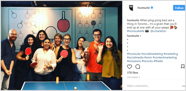 Exemple de culture d'entreprise post Instagram