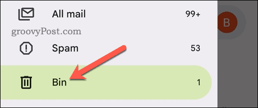 Ouvrez le dossier Corbeille dans l'application Gmail sur mobile