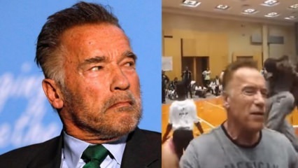 Une attaque de coup de pied volant vers le Schwarzenegger de renommée mondiale!