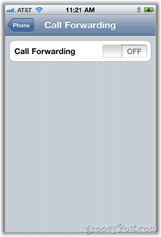 Capture d'écran de l'option de transfert d'appel sur iPhone