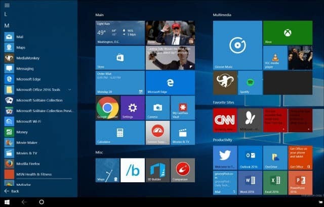 Astuce Windows 10: Lancer le menu Démarrer en plein écran