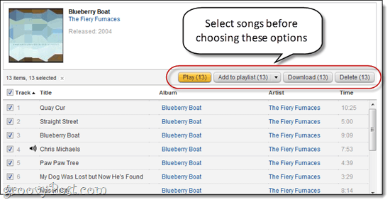 Tri et suppression de chansons dans Amazon Cloud PLayer