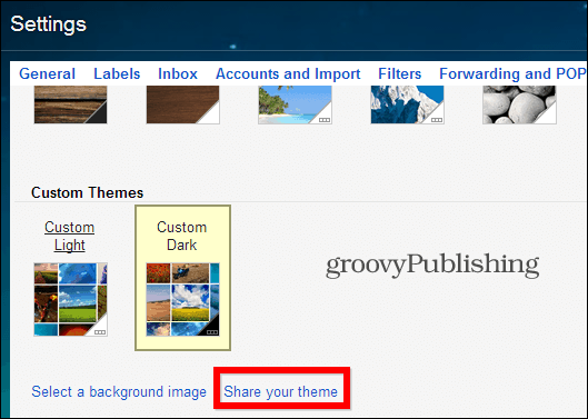 Les thèmes personnalisés Gmail partagent votre thème