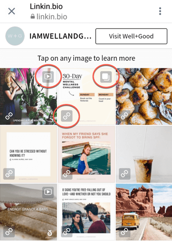 Comment ajouter ou partager un lien vers Instagram, exemple 6.