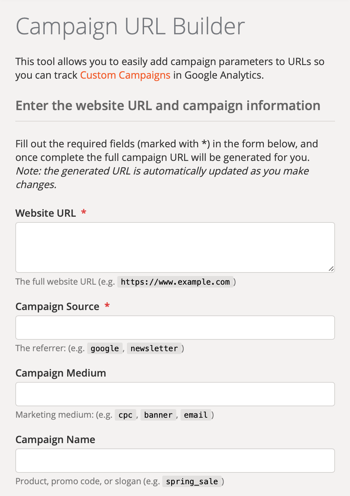 Configuration de Google Campaign URL Builder