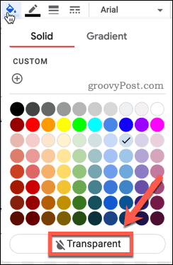 Choisir une couleur de remplissage transparente dans Google Docs